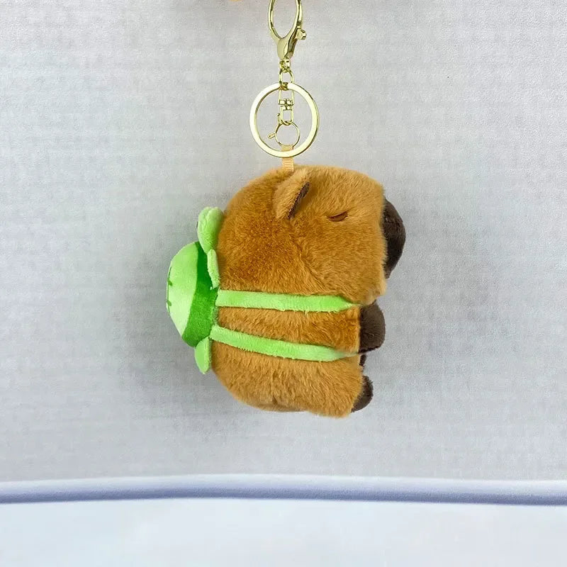 Capy Turtle Backpack Plush Keychain