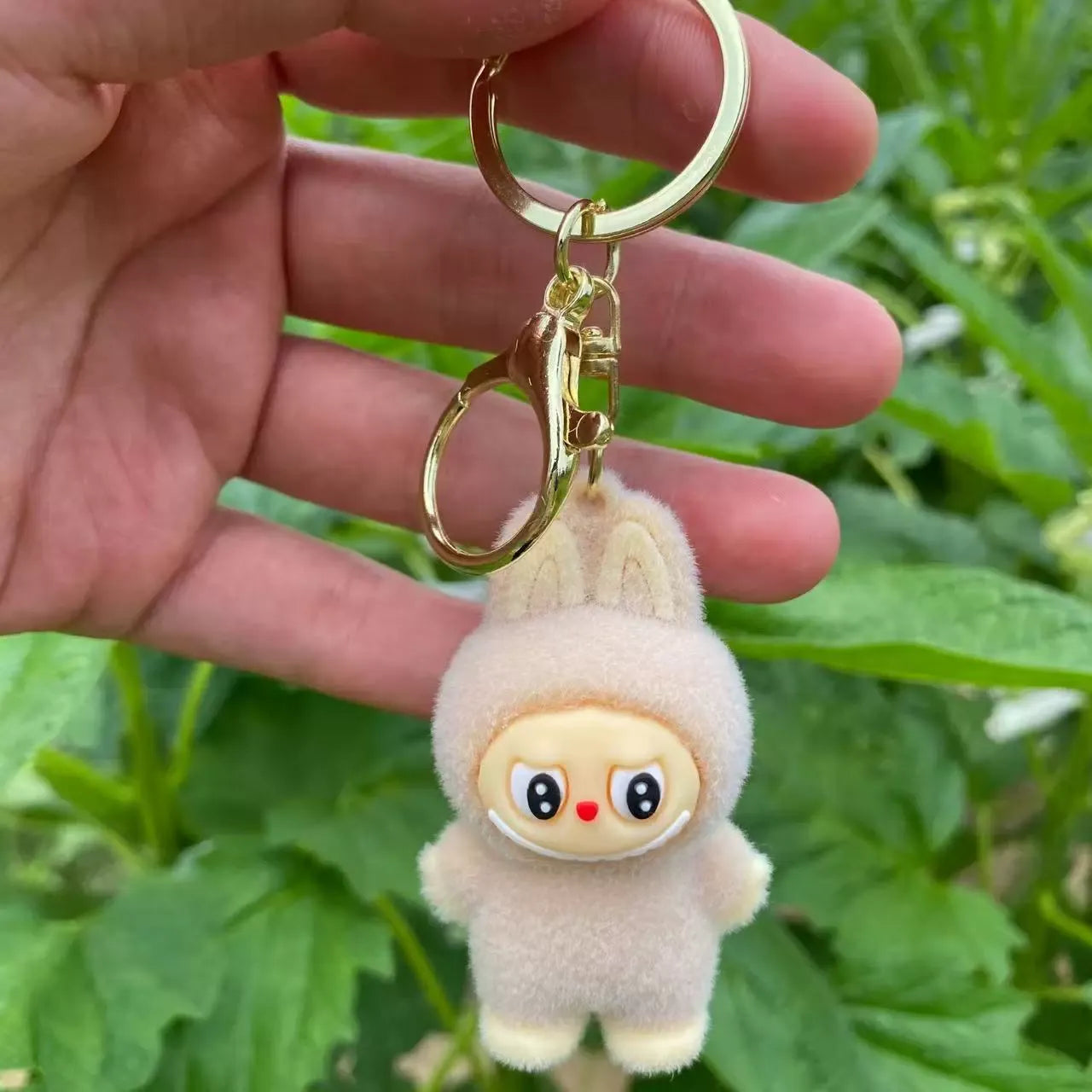 Fuzzy Labubu Flocking Keychain