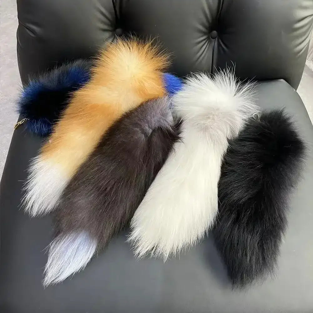 Porte-clés queue de renard en fausse fourrure 