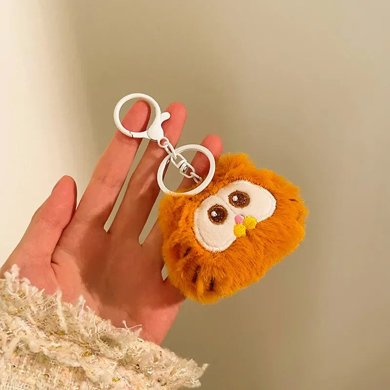 Garfield Fluffy Head Plush Keychain