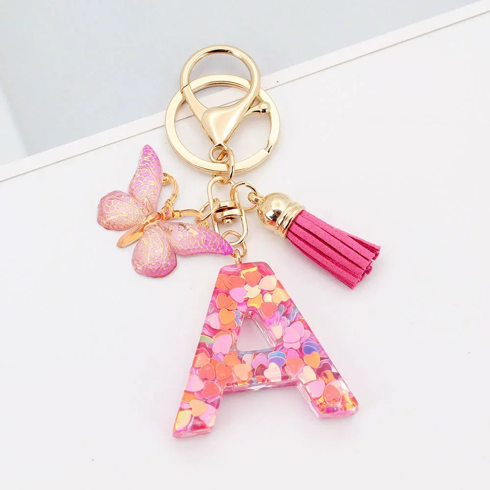 Butterfly Prism Initial Luxe Keychain