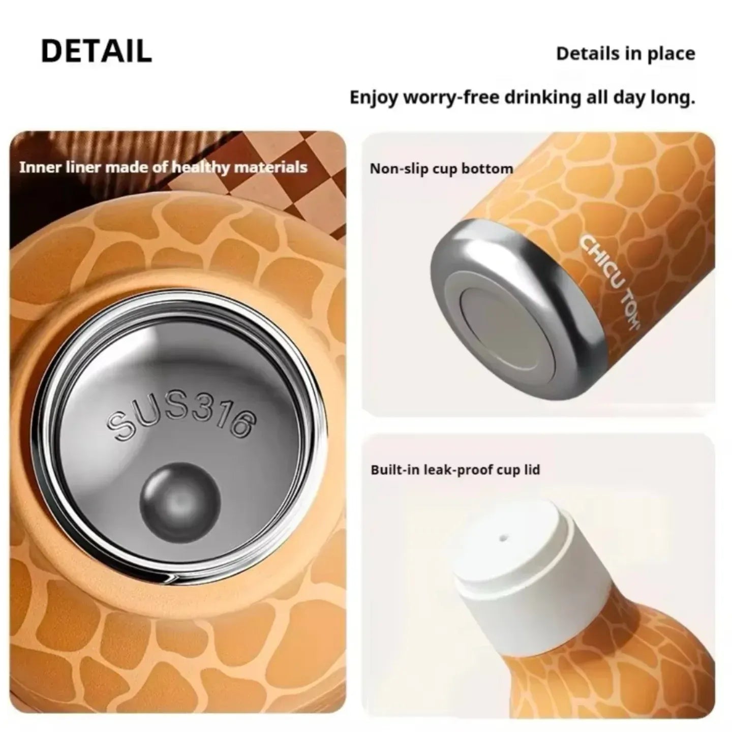 Chicu Tom Animal Safari Insulated Water Bottle (480 ml)