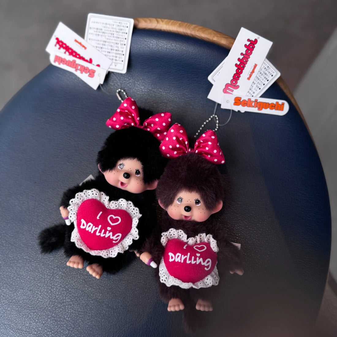 Monchhichi I Love Darling Heart Bib Plush Keychain