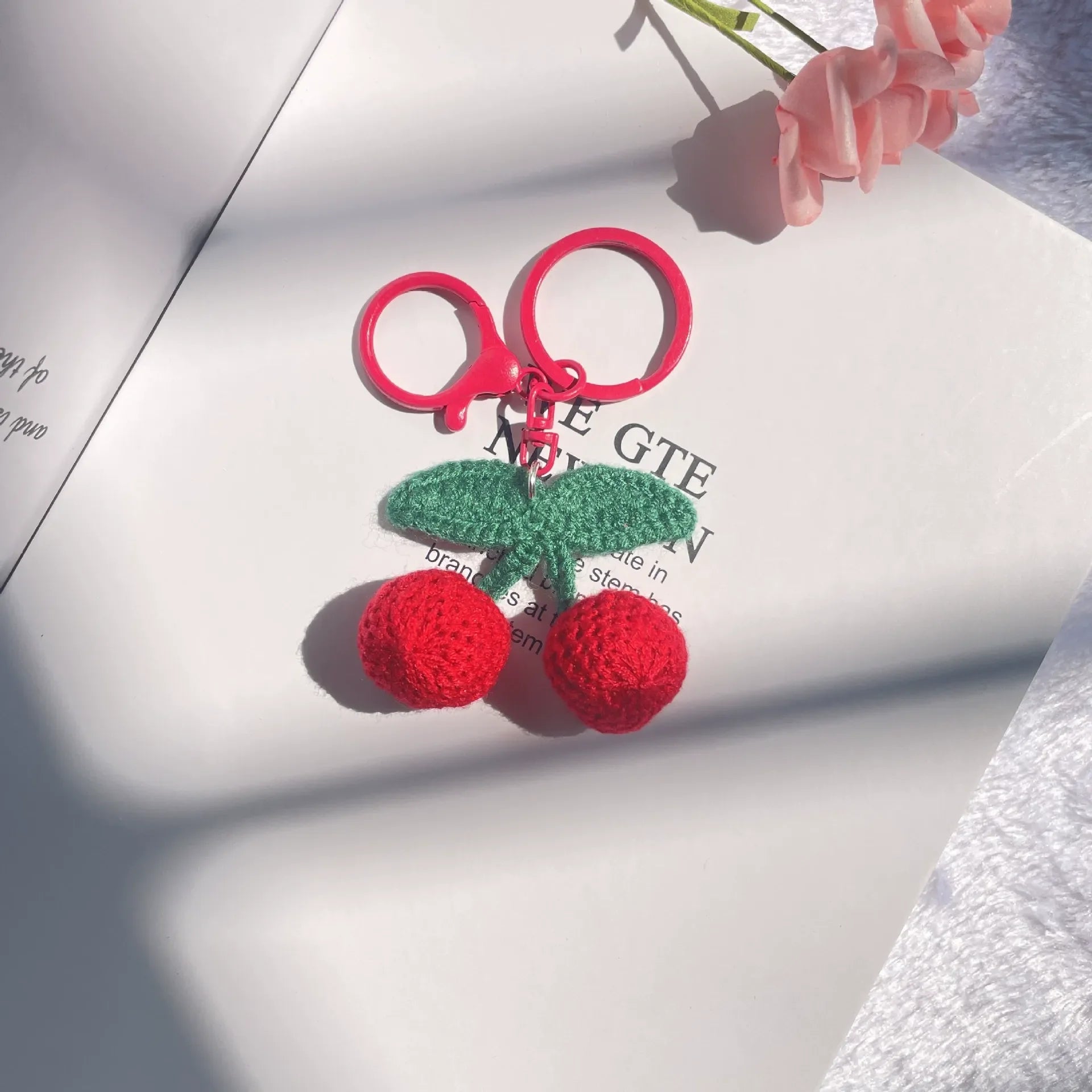 Sweet Stitch Handmade Cherries Keychain