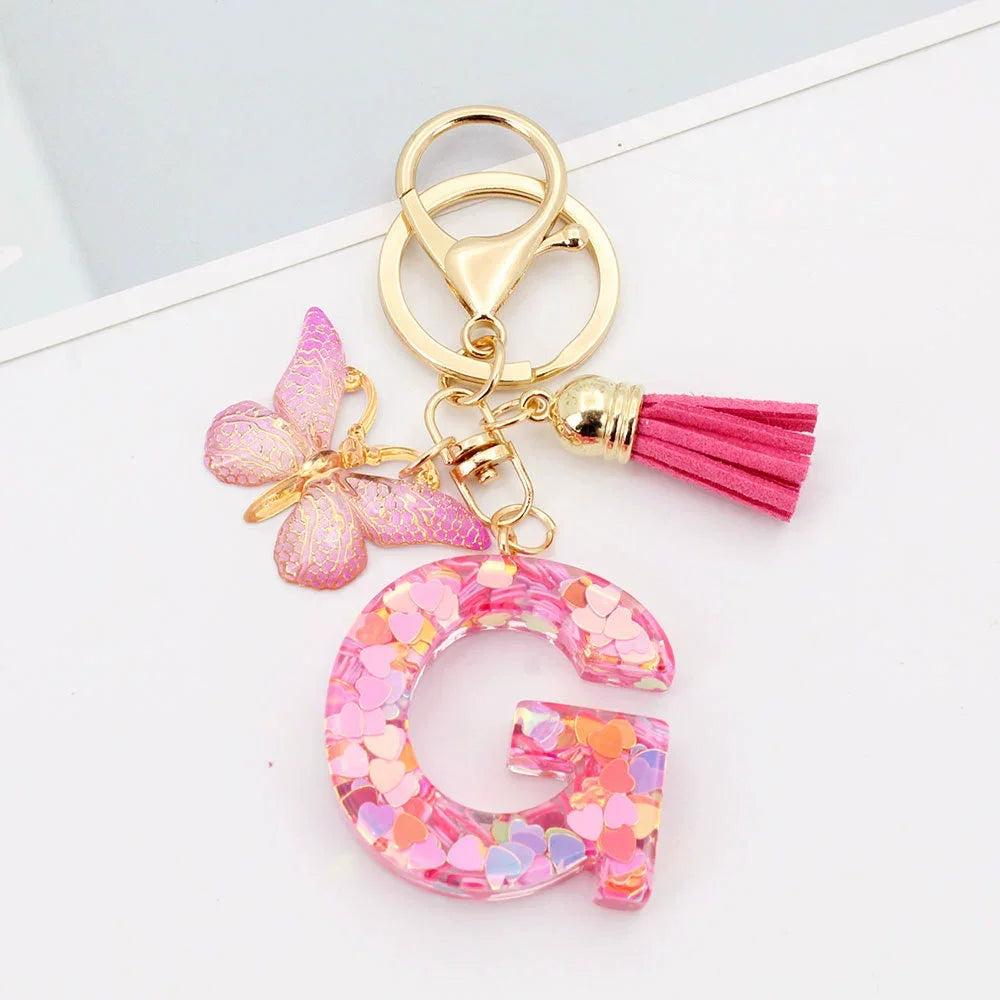 Butterfly Prism Initial Luxe Keychain