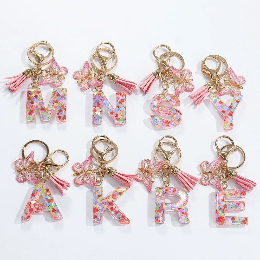 Butterfly Prism Initial Luxe Keychain