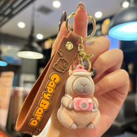 Zen Calm Capybara Flocked Keychain