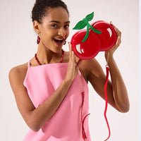 Berry-Sweet Double Cherry Novelty Crossbody Bag
