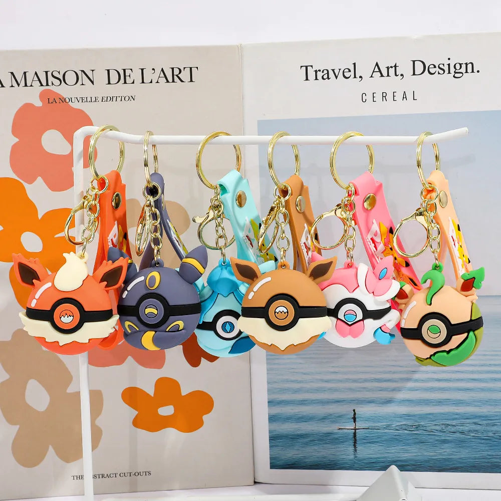 Elemental Eeveelution Pokeball Keychain