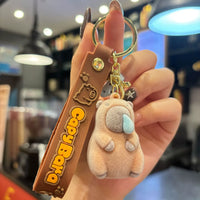 Zen Calm Capybara Flocked Keychain
