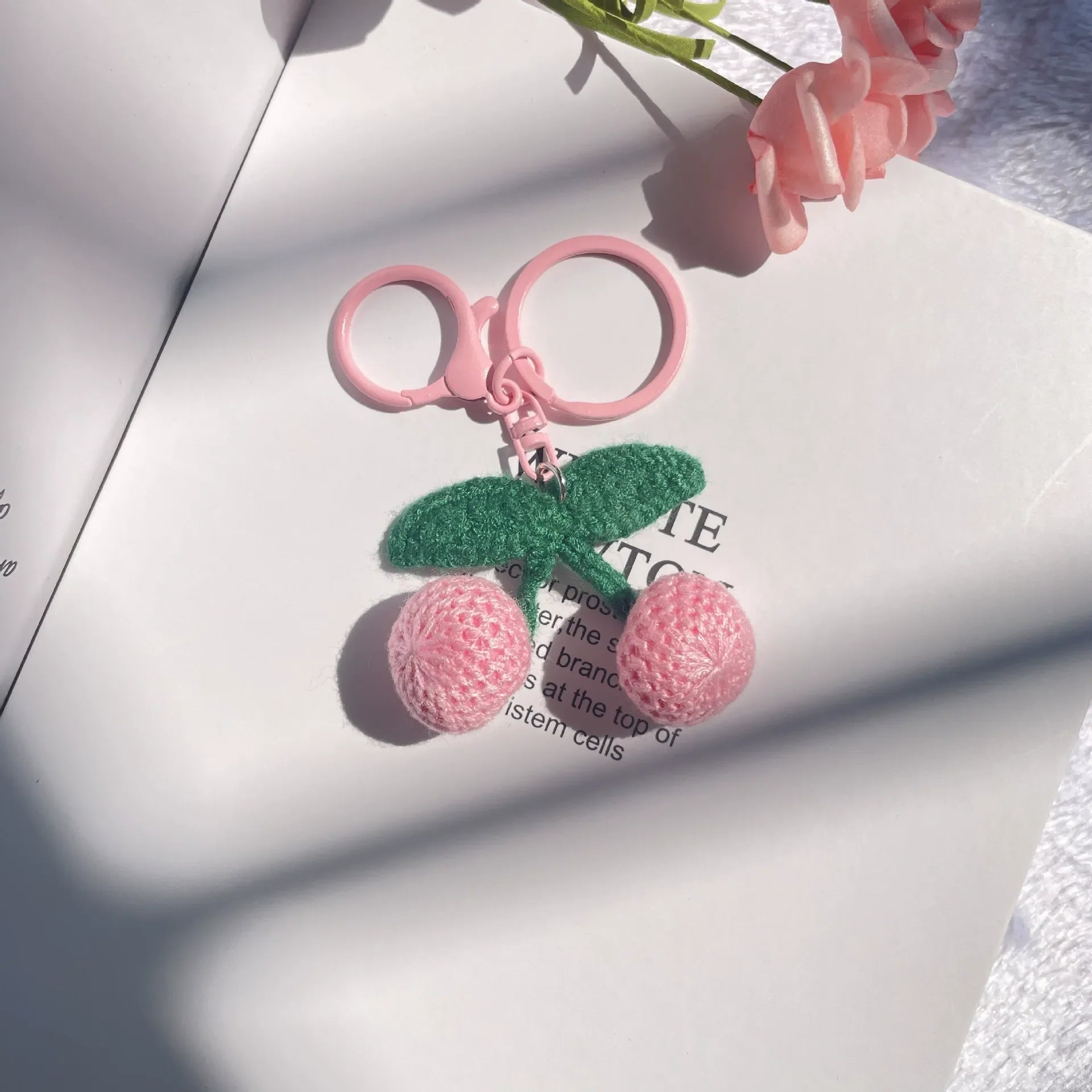 Sweet Stitch Handmade Cherries Keychain
