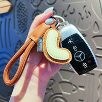 Signature Style Leather Letter Keychain
