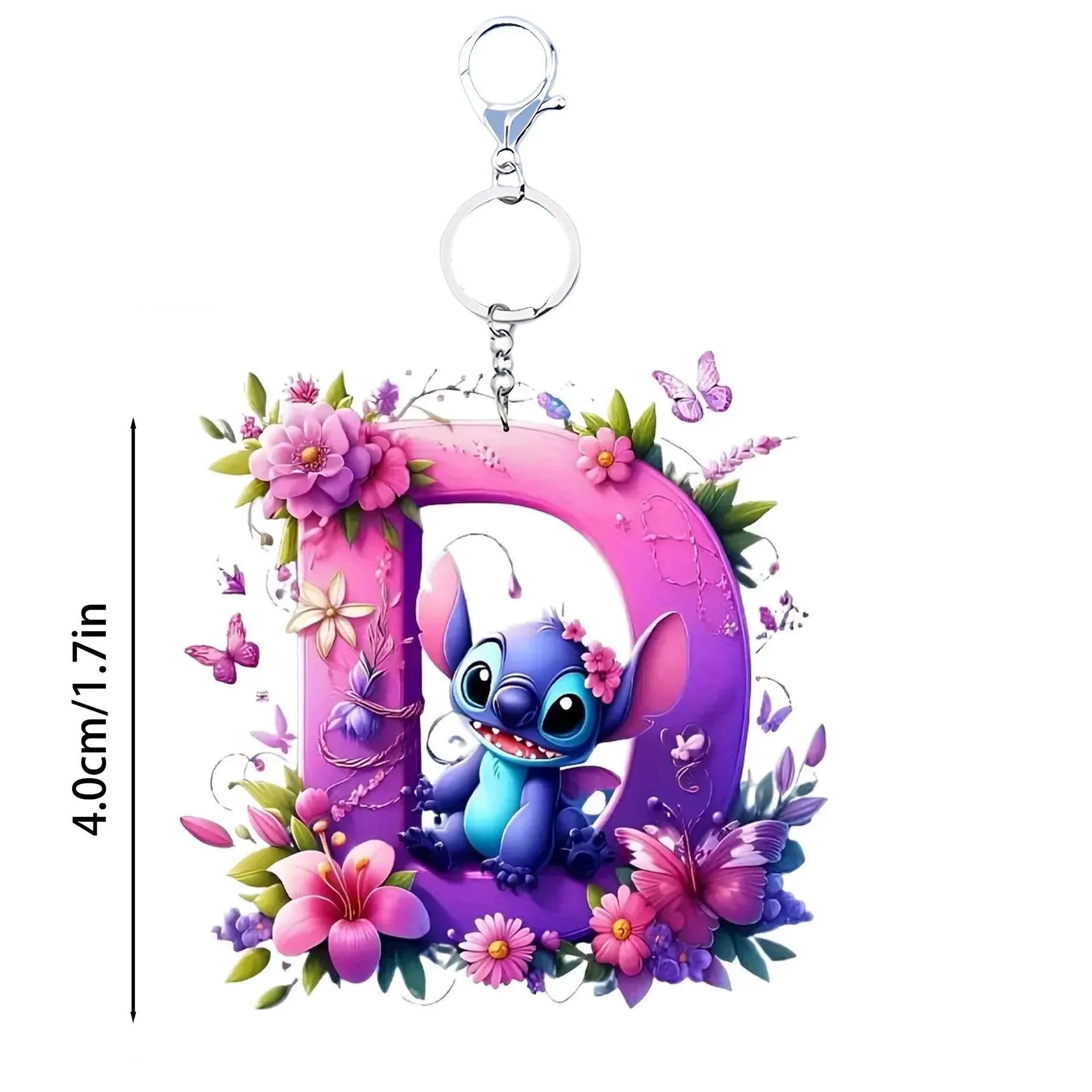 Floral Stitch Initial Acrylic Keychain