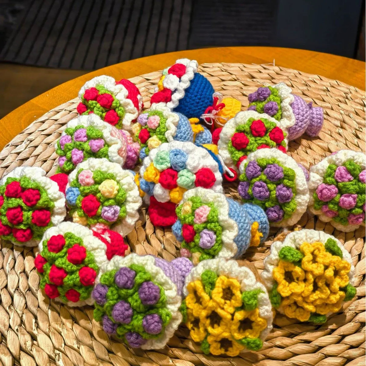 Handcrafted Crochet Flower Bouquet Bag Charm