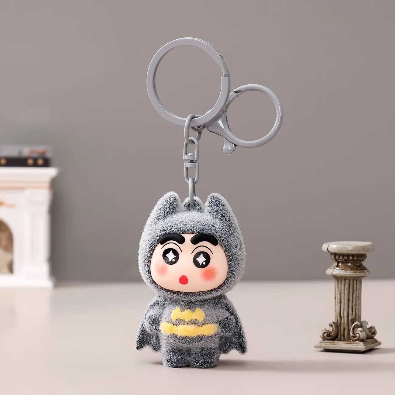 Bat Hero Shinchan Flocked Keychain