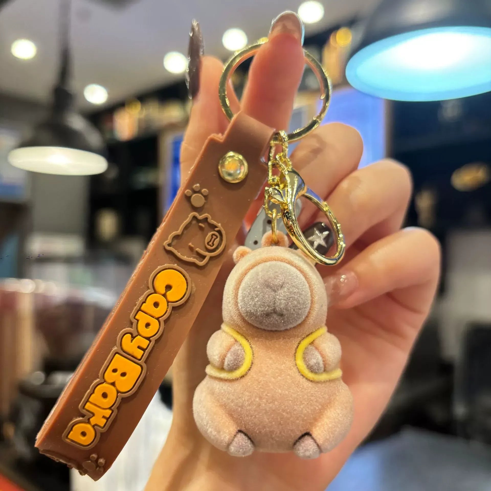 Zen Calm Capybara Flocked Keychain