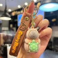 Zen Calm Capybara Flocked Keychain