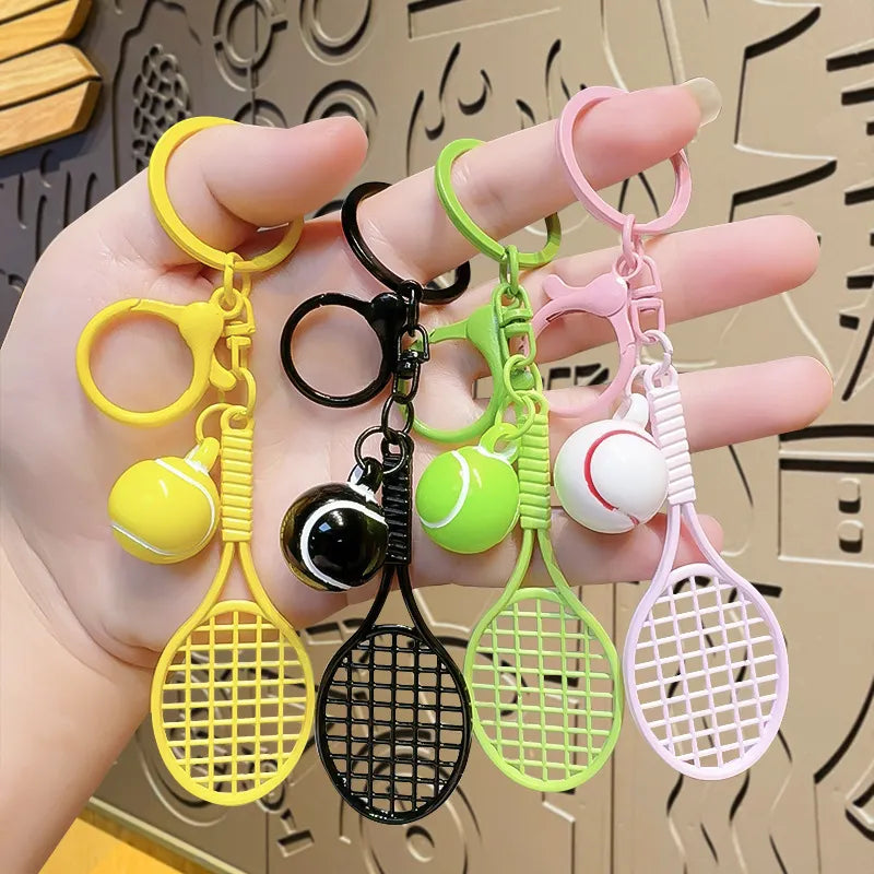 Grand Slam Pastel Tennis Racket & Ball 3D Keychain