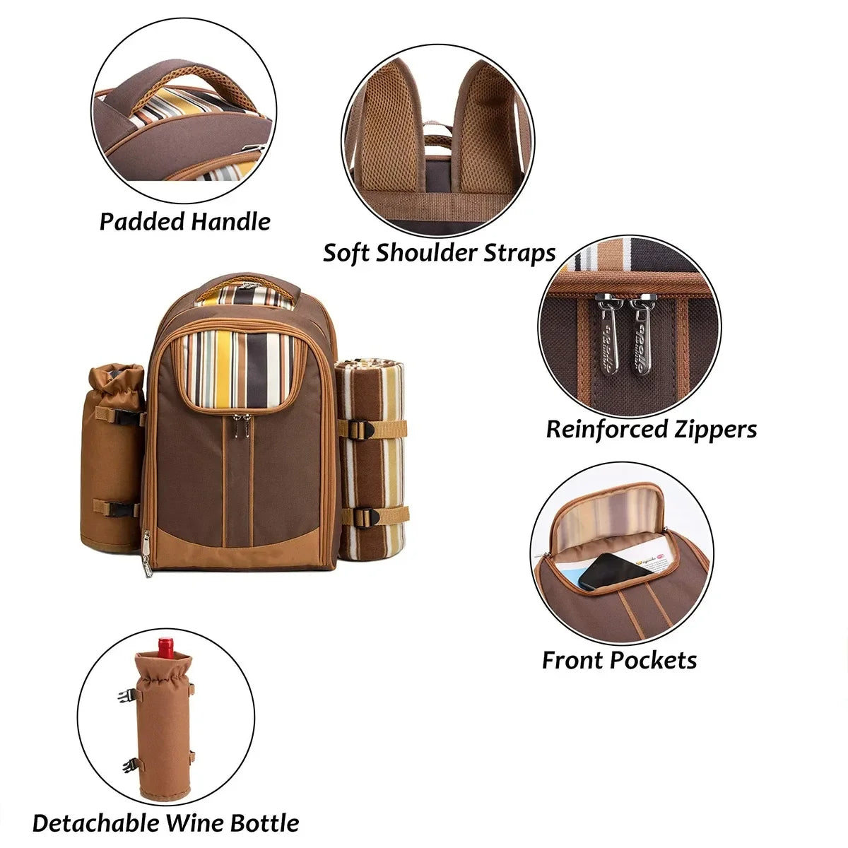 Deluxe Bottle Carry Picnic Backpack