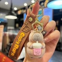 Zen Calm Capybara Flocked Keychain