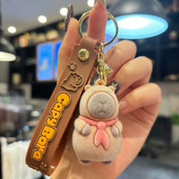 Zen Calm Capybara Flocked Keychain