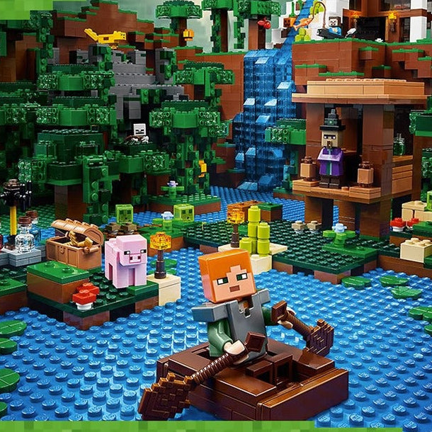 LEGO Minecraft set with characters and landscape