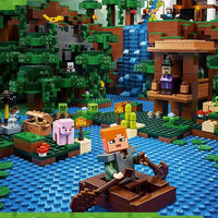 LEGO Minecraft set with characters and landscape