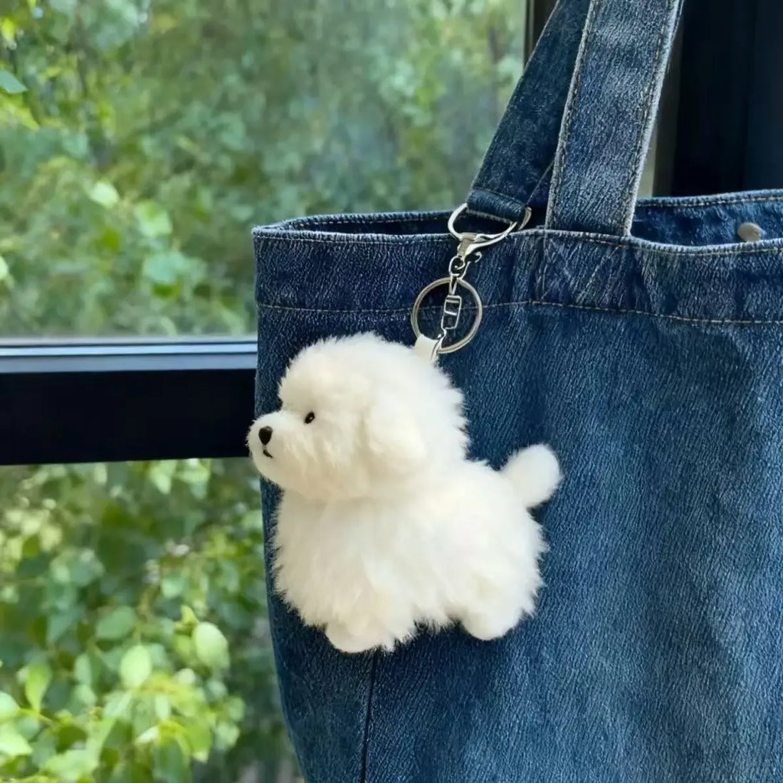 Realistic Maltese Pup Plush Keychain