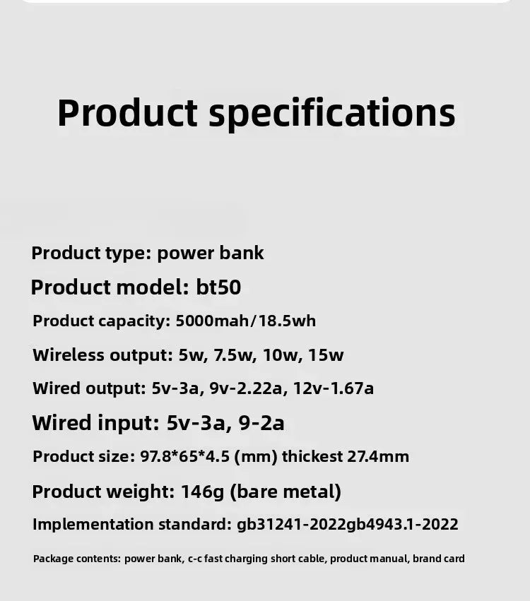 BlackTime Manta Ray Wireless Power Bank (5000 mAh)