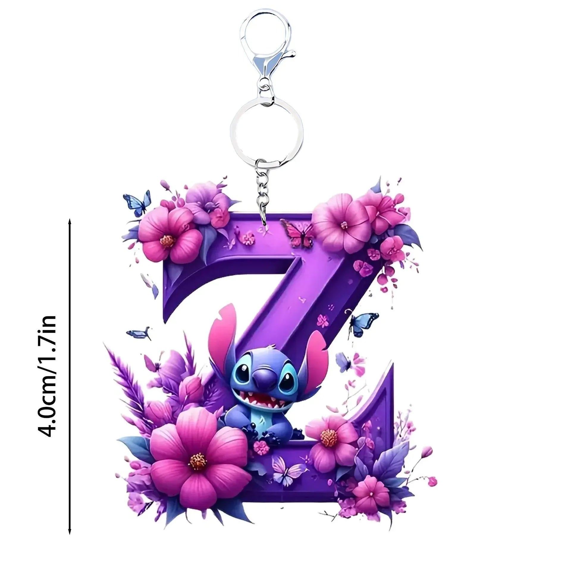 Floral Stitch Initial Acrylic Keychain