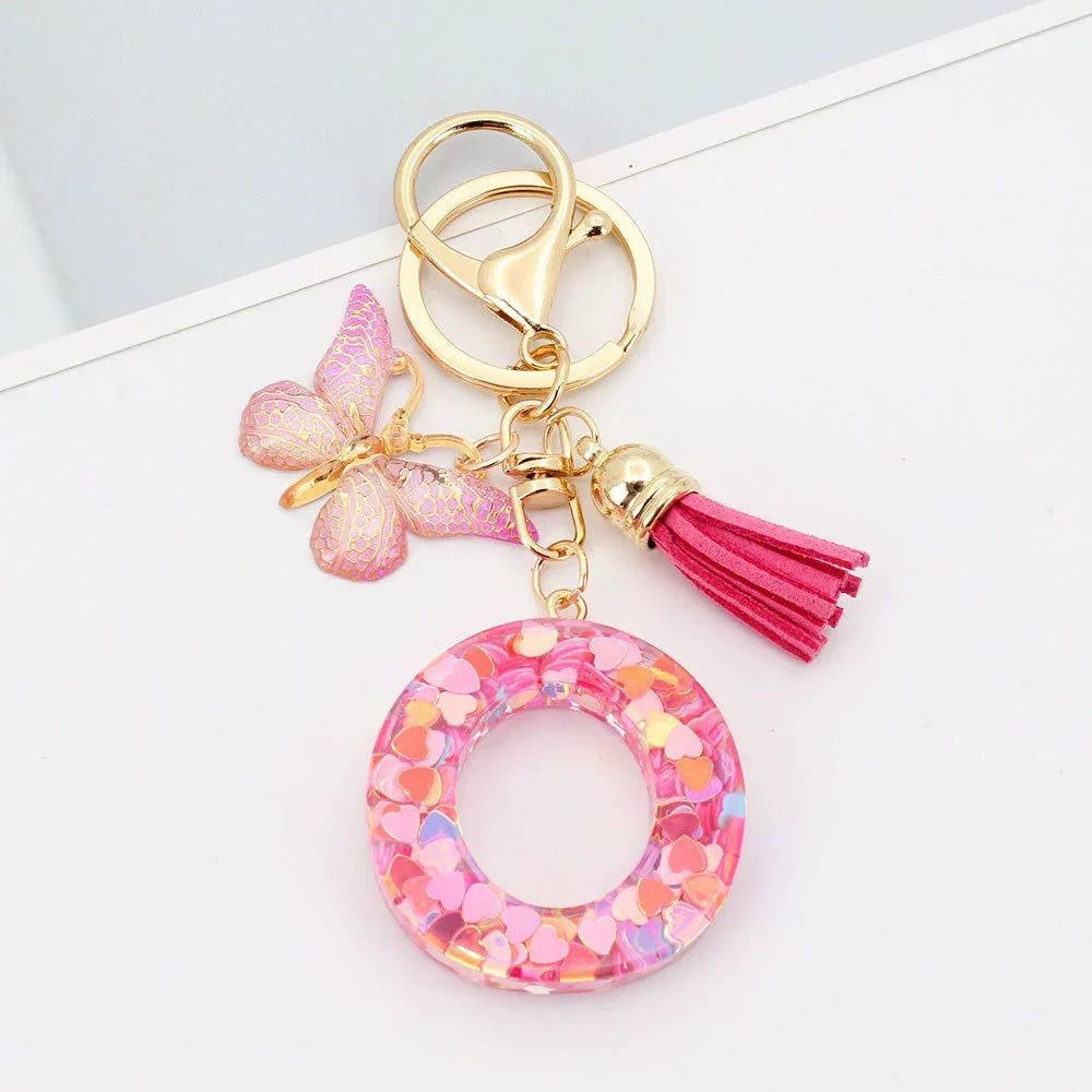 Butterfly Prism Initial Luxe Keychain
