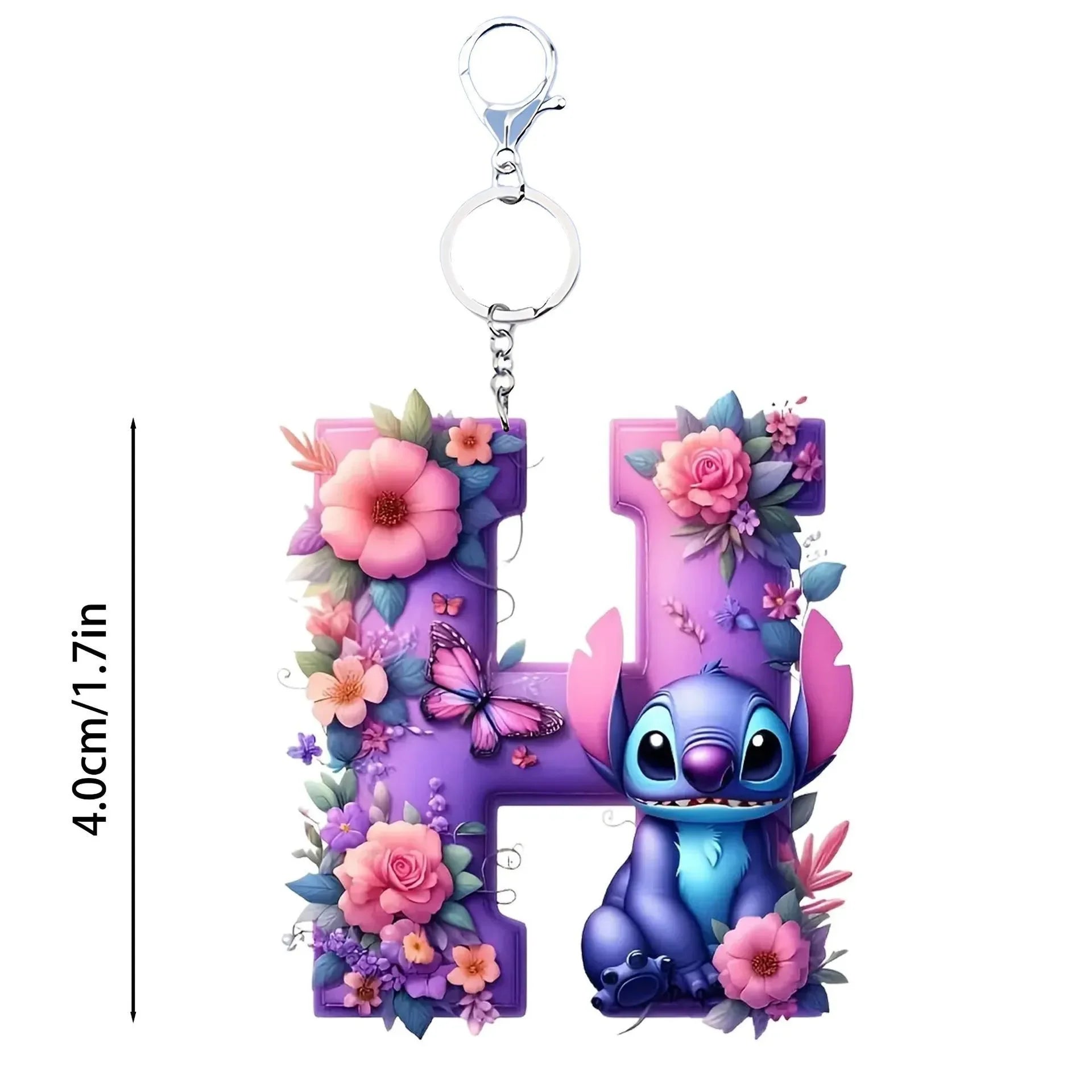 Floral Stitch Initial Acrylic Keychain