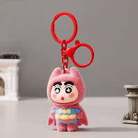 Bat Hero Shinchan Flocked Keychain