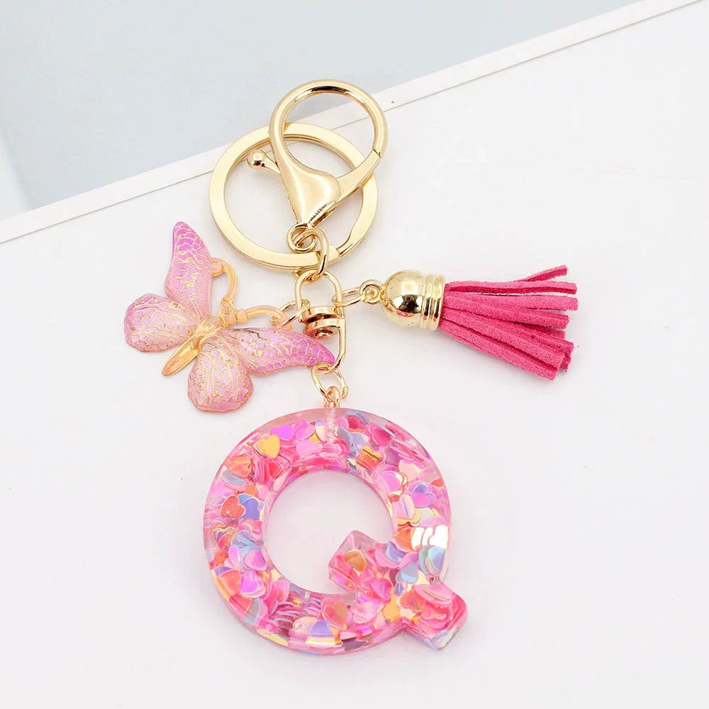 Butterfly Prism Initial Luxe Keychain