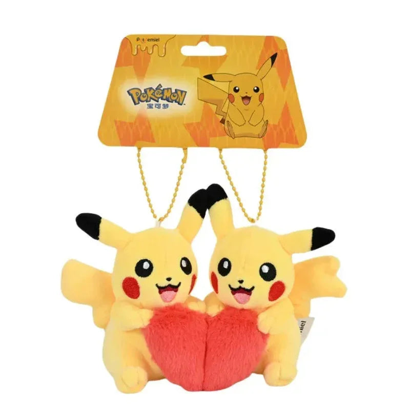 Authentic Pikachu Heart Couple Plush Keychain