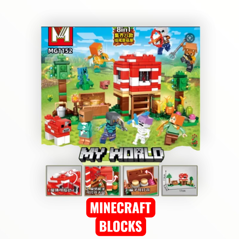 My World Minecraft Mushroom House 8-in-1 Biome Playset