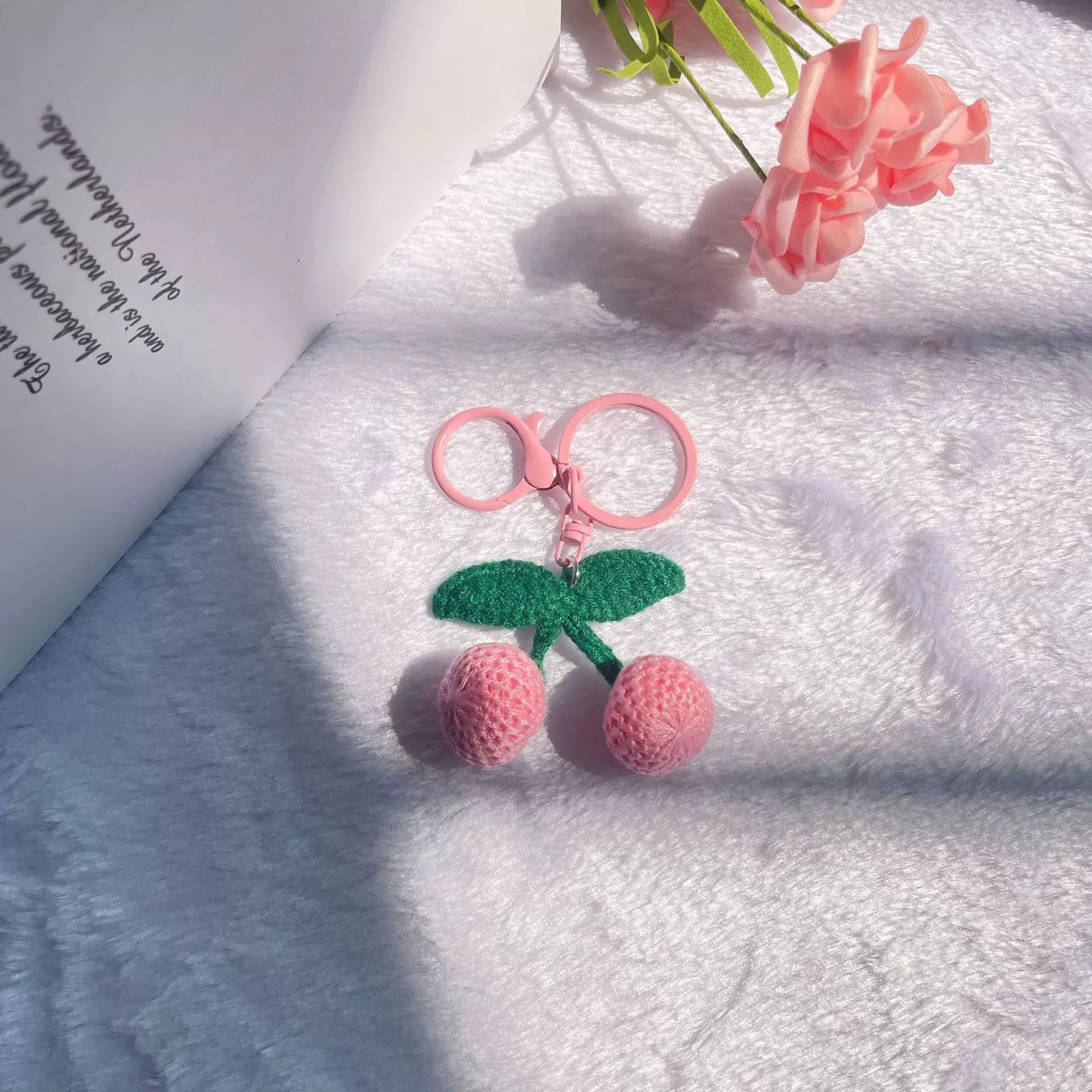 Sweet Stitch Handmade Cherries Keychain