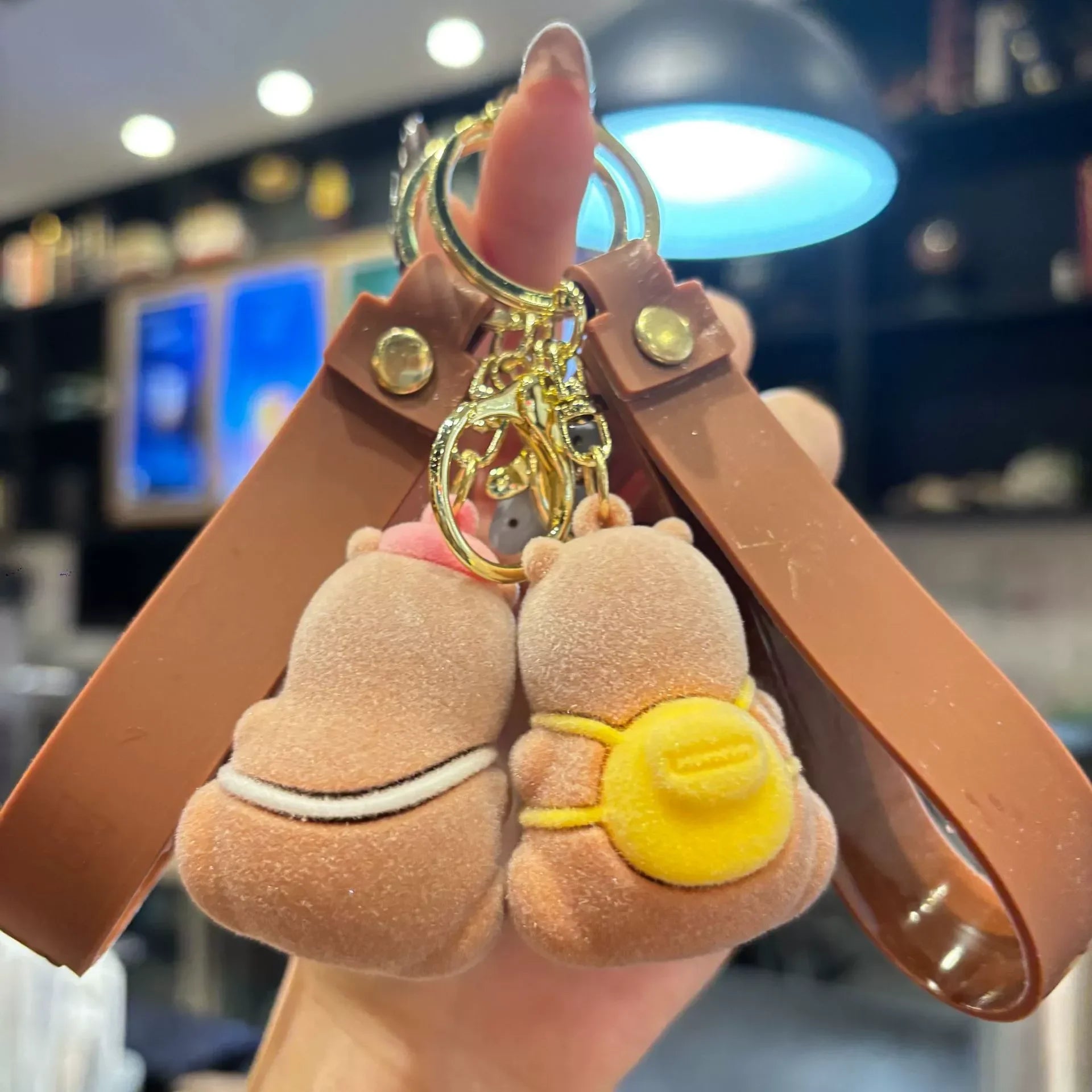 Zen Calm Capybara Flocked Keychain