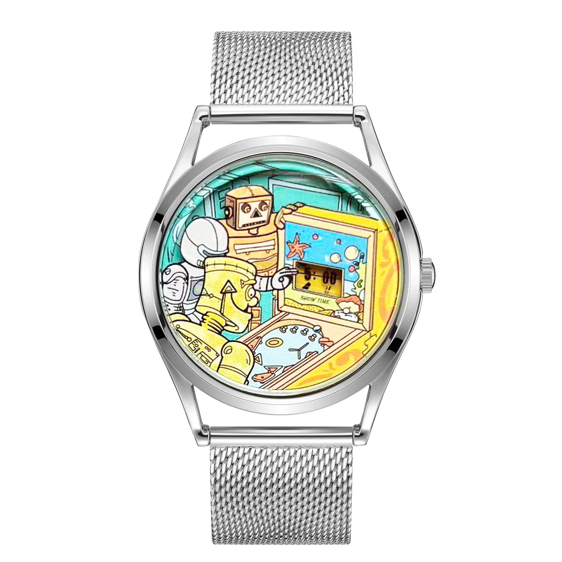 Retro Cyber Pinball Arcade Robot Novelty Watch