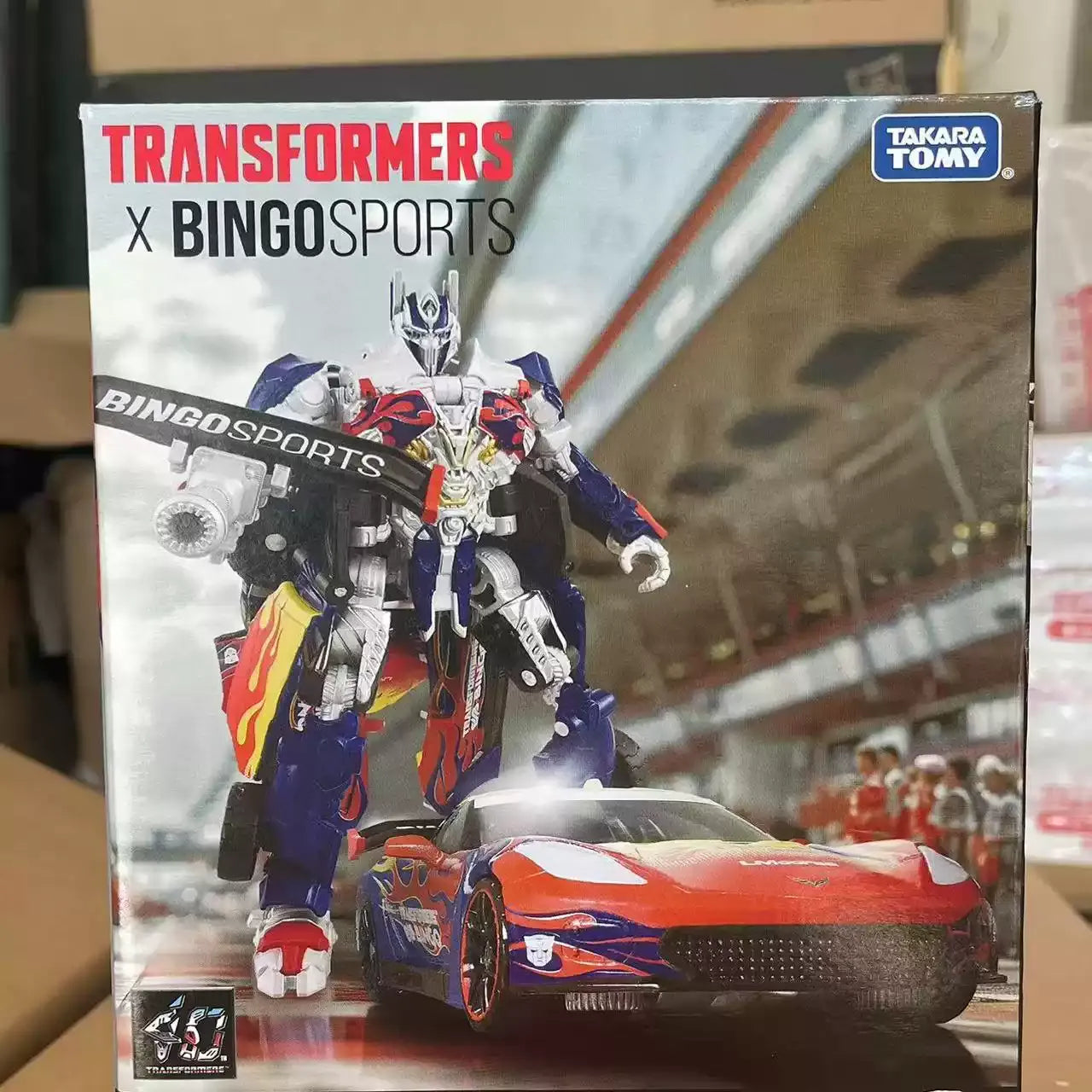 Transformers x Bingo Sports Optimus Prime Corvette C7 GT3-R Figure