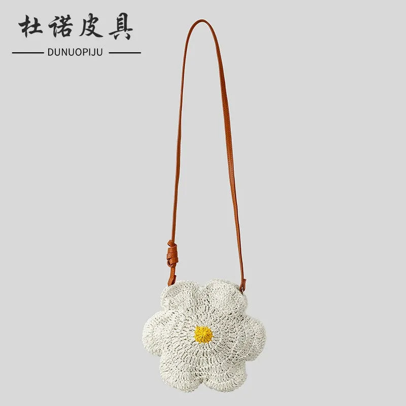Marina-Chic Blossom Sunflower Woven Straw Bag