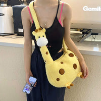 Tall Giraffe Plush Crossbody Bag