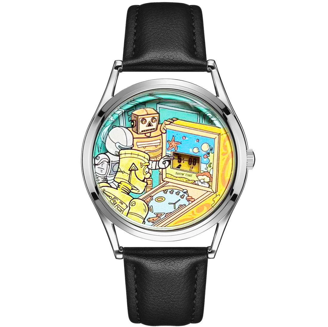 Retro Cyber Pinball Arcade Robot Novelty Watch