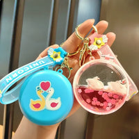 Swan Luxe Glitter Mirror Keychain