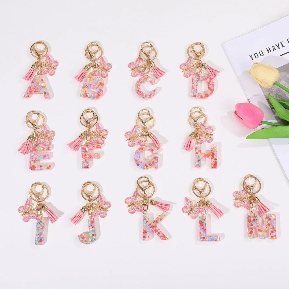 Butterfly Prism Initial Luxe Keychain