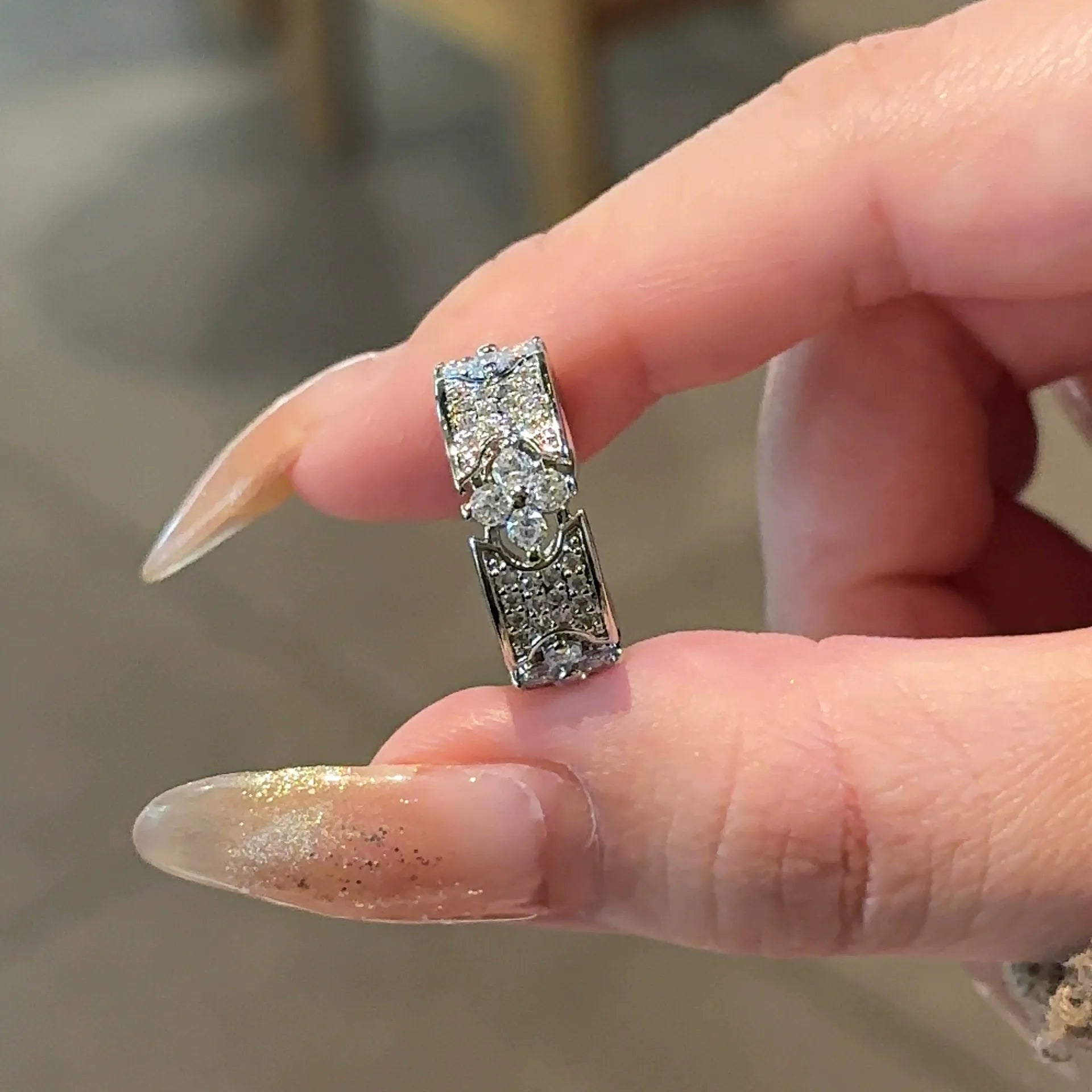 Diamond Canopy Starry Four-Leaf Clover Ring