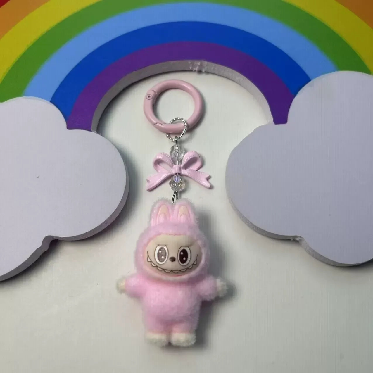 Labubu Crystal Bow Charm Keychain