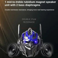 Speaker with robot head design on a dark background