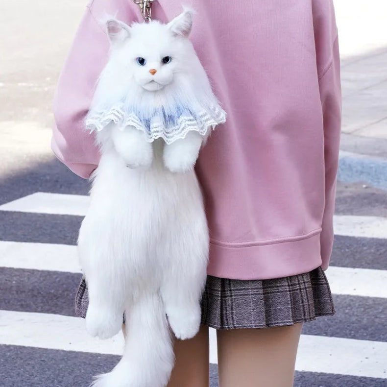 Bear Hugs Realistic White Maine Coon Cat Backpack