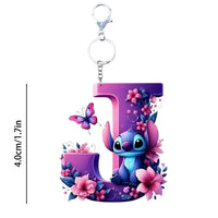 Floral Stitch Initial Acrylic Keychain